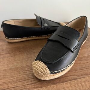Sam Edelman - Women's Kai Espadrille Flat Loafer in Black Leather size 6.5